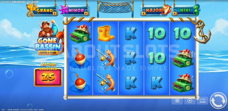 Gone Bassin Catch and Cash slot gameplay screenshot