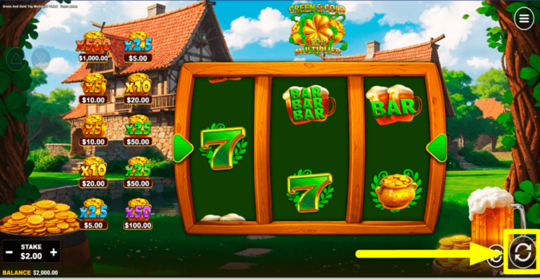 Green & Gold Top Multiplier Online Video Slot gameplay screenshot