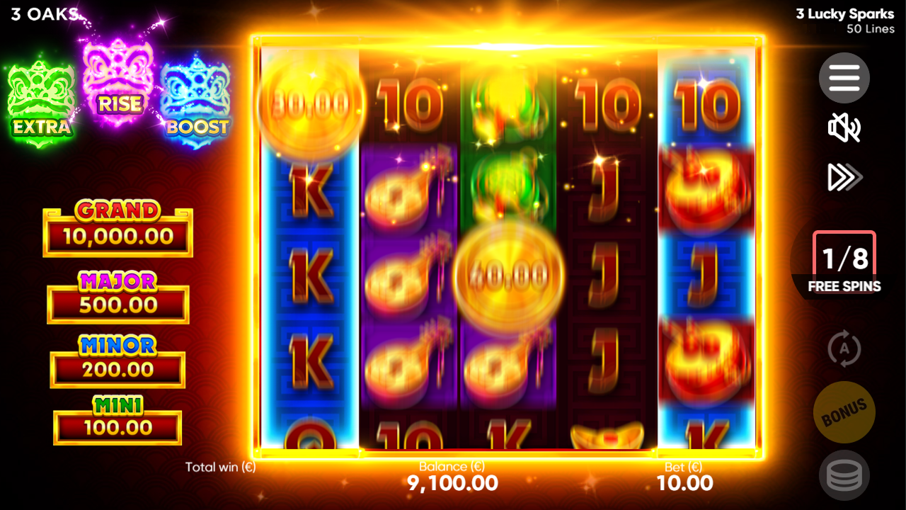 3 Lucky Sparks Online Video Slot gameplay screenshot