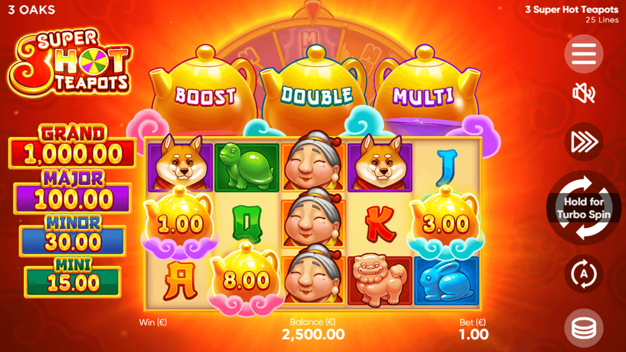 3 Super Hot Teapots Online Video Slot gameplay screenshot