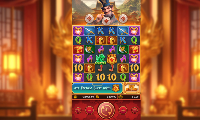Imperial Majesty online slot gameplay screenshot showing the Asian-themed reels and buy free spins button
