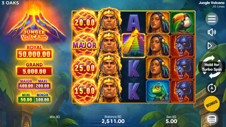 Jungle Volcano Online Video Slot gameplay screenshot
