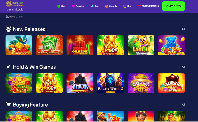 Lavish Luck Slots games lobby screenshot