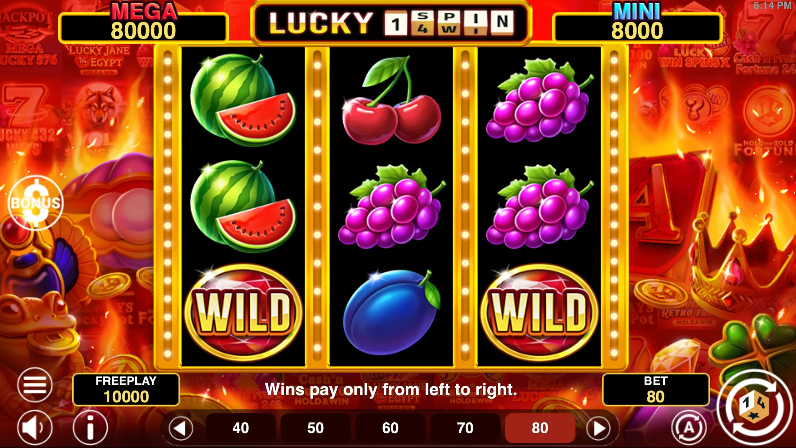 Lucky 1spin4win Hold & Win Online Video Slot gameplay screenshot