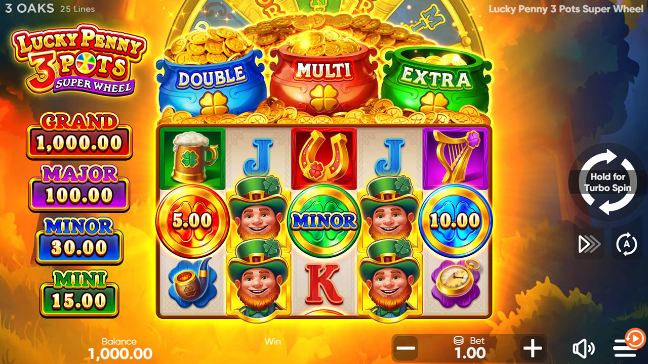 Lucky Penny 3 Pots Super Wheel Online Video Slot gameplay screenshot