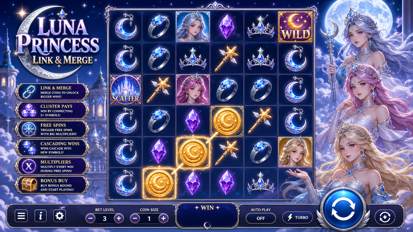 Luna Princess Link And Merge Online Video Slot