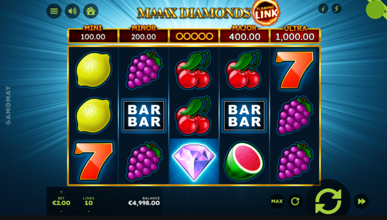Maaax Diamonds Flaming Link Online Video Slot