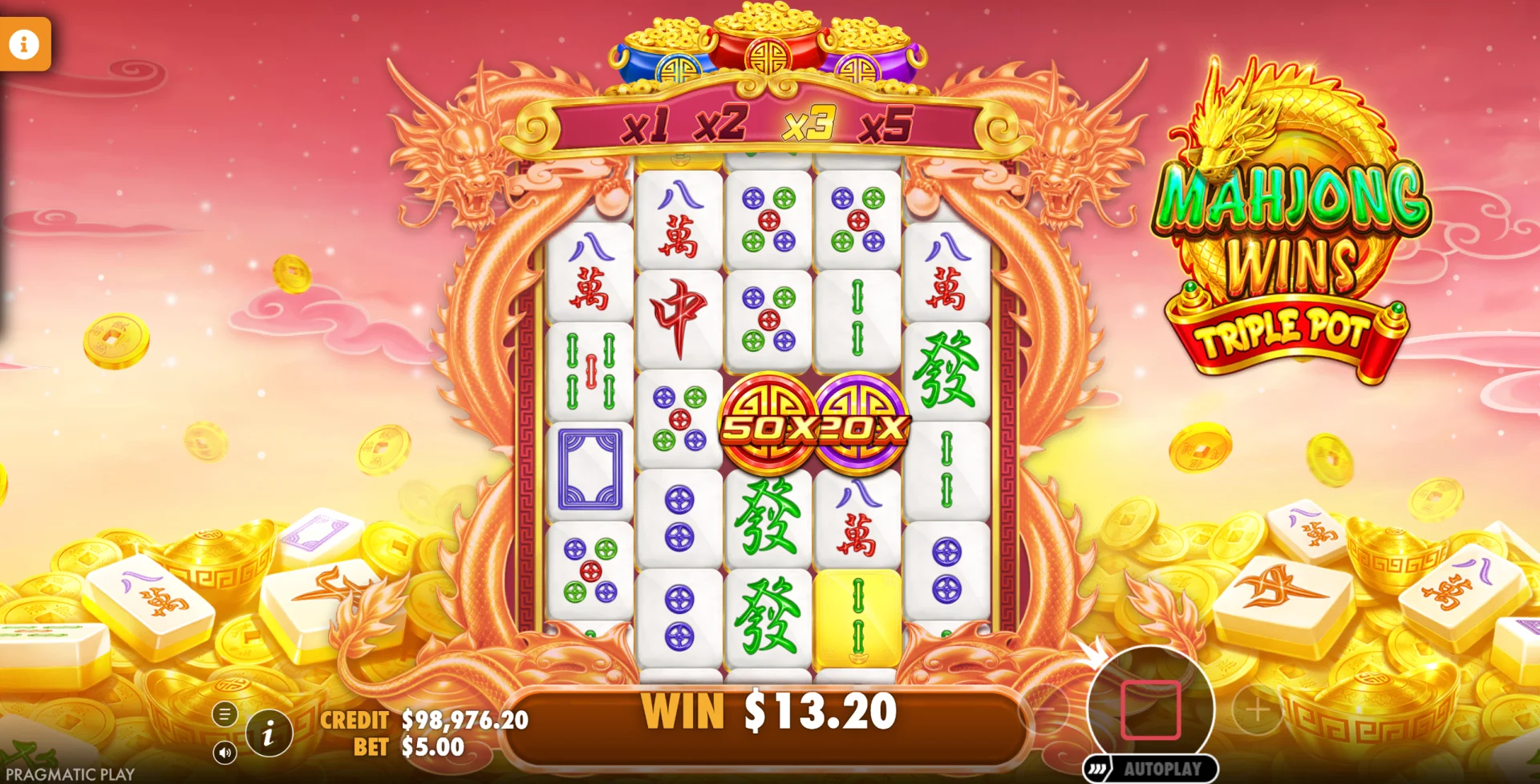 Mahjong Wins Triple Pot Online Video Slot gameplay screenshot
