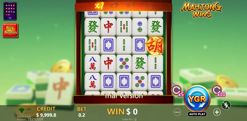 Mahjong Wins YGR slot gameplay screenshot