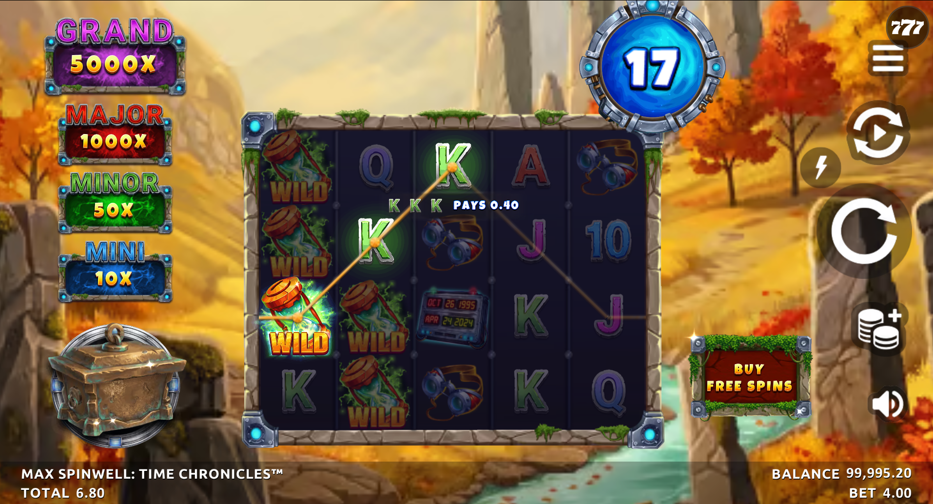 Max Spinwell Time Chronicles Online Video Slot gameplay screenshot