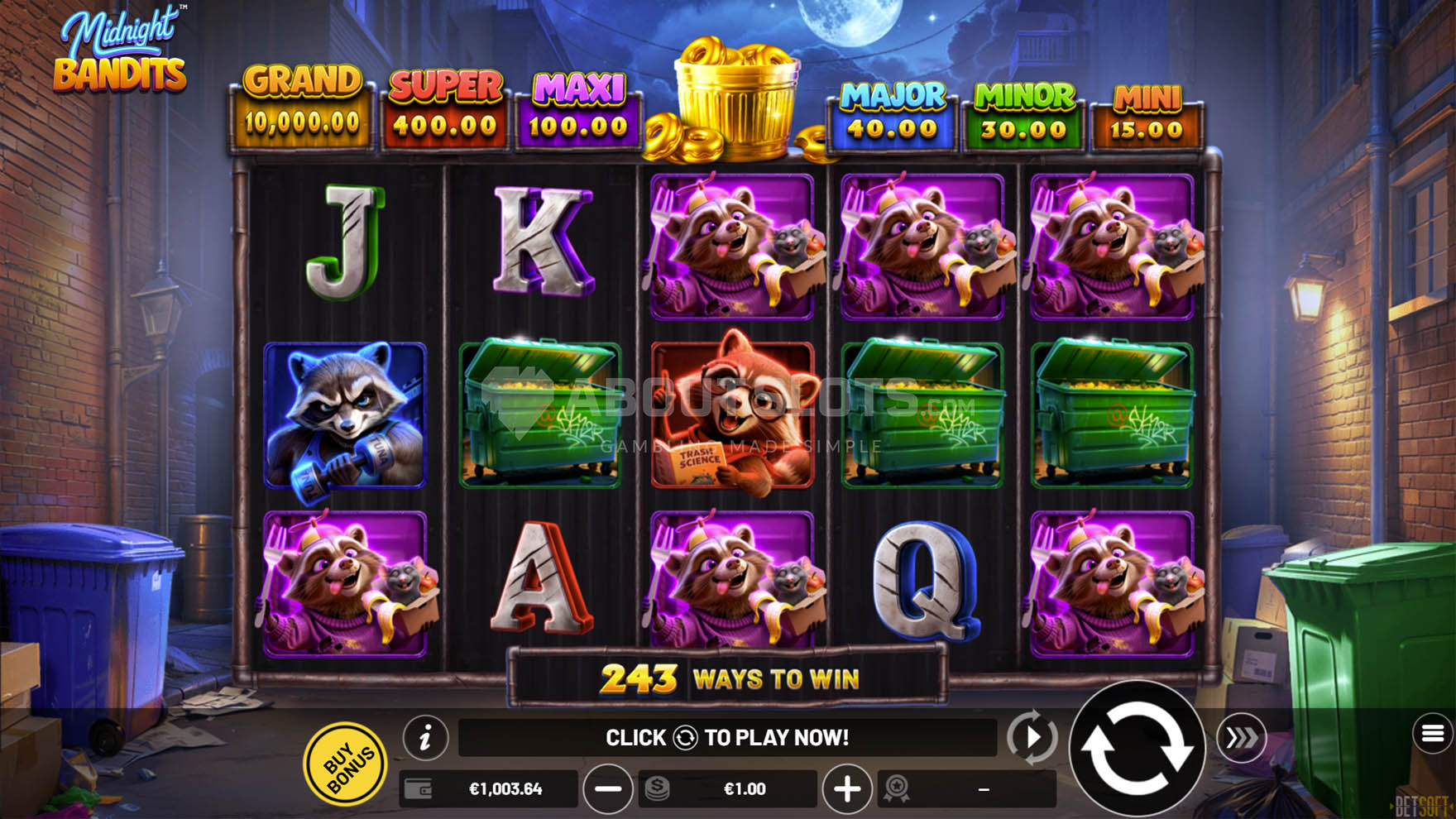 Midnight Bandits Online Video Slot gameplay screenshot