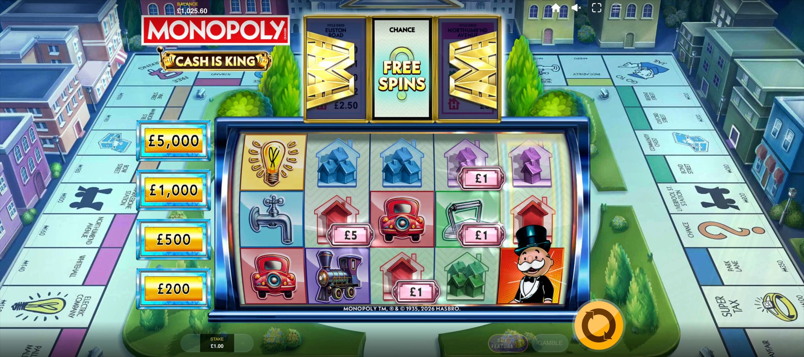 Monopoly Cash is King slot gameplay screenshot