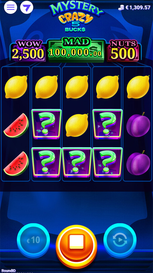 Mystery Crazy 5 Bucks slot gameplay screenshot