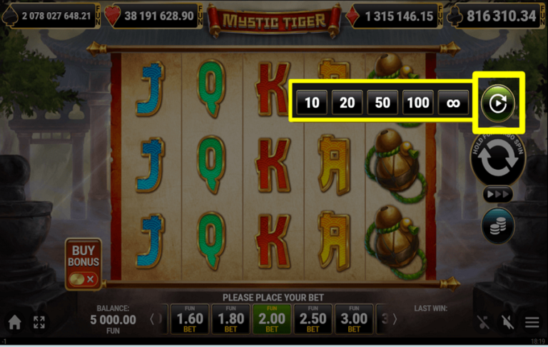 Mystic Tiger Online Video Slot gameplay screenshot