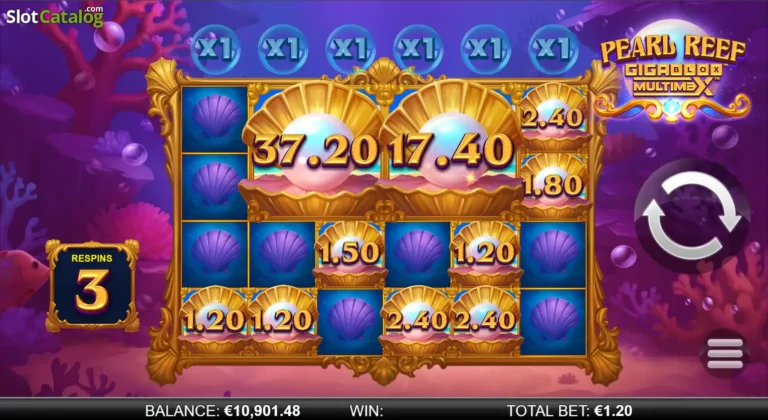 Pearl Reef Gigablox Multimax Online Video Slot gameplay screenshot