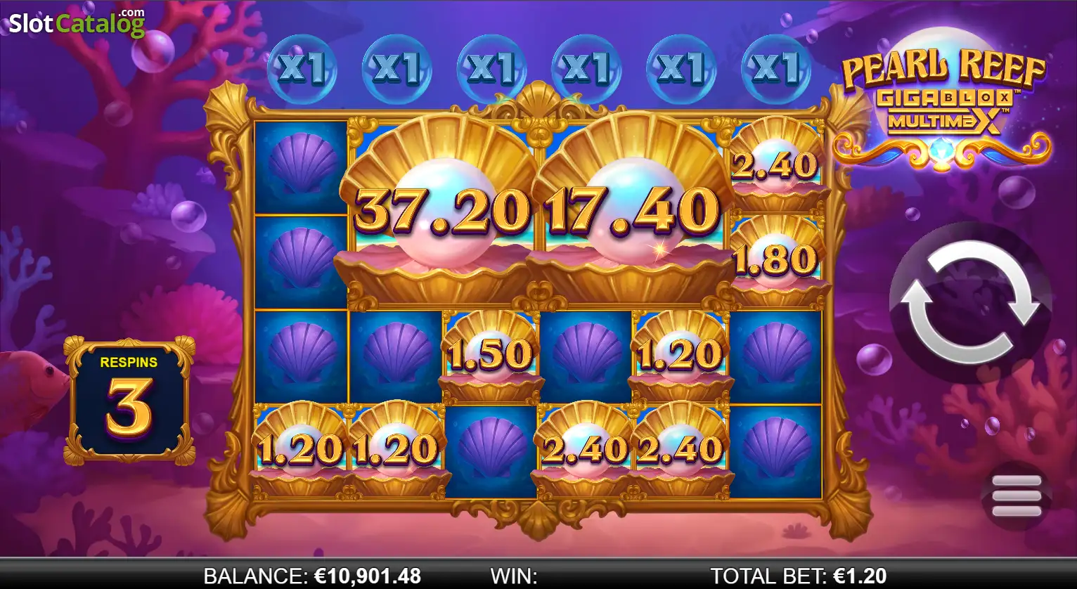 Pearl Reef Gigablox Multimax Online Video Slot gameplay screenshot