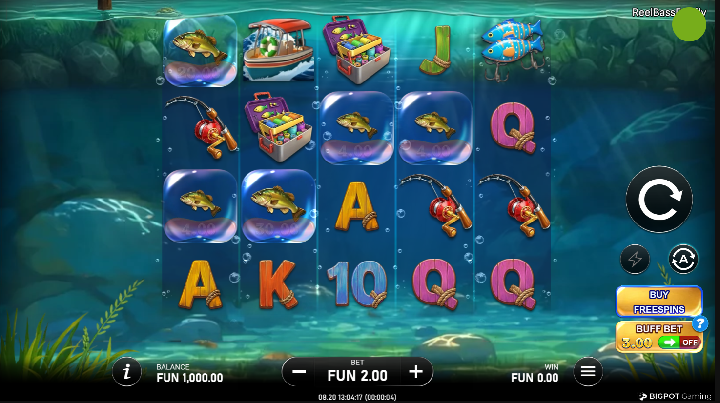 Reel Bass Family slot gameplay screenshot from Bigpot Gaming