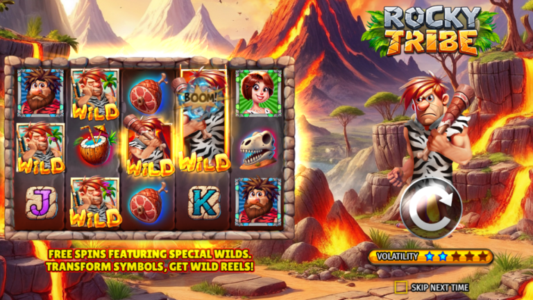 Rocky Tribe slot gameplay screenshot from Octavian Gaming demo