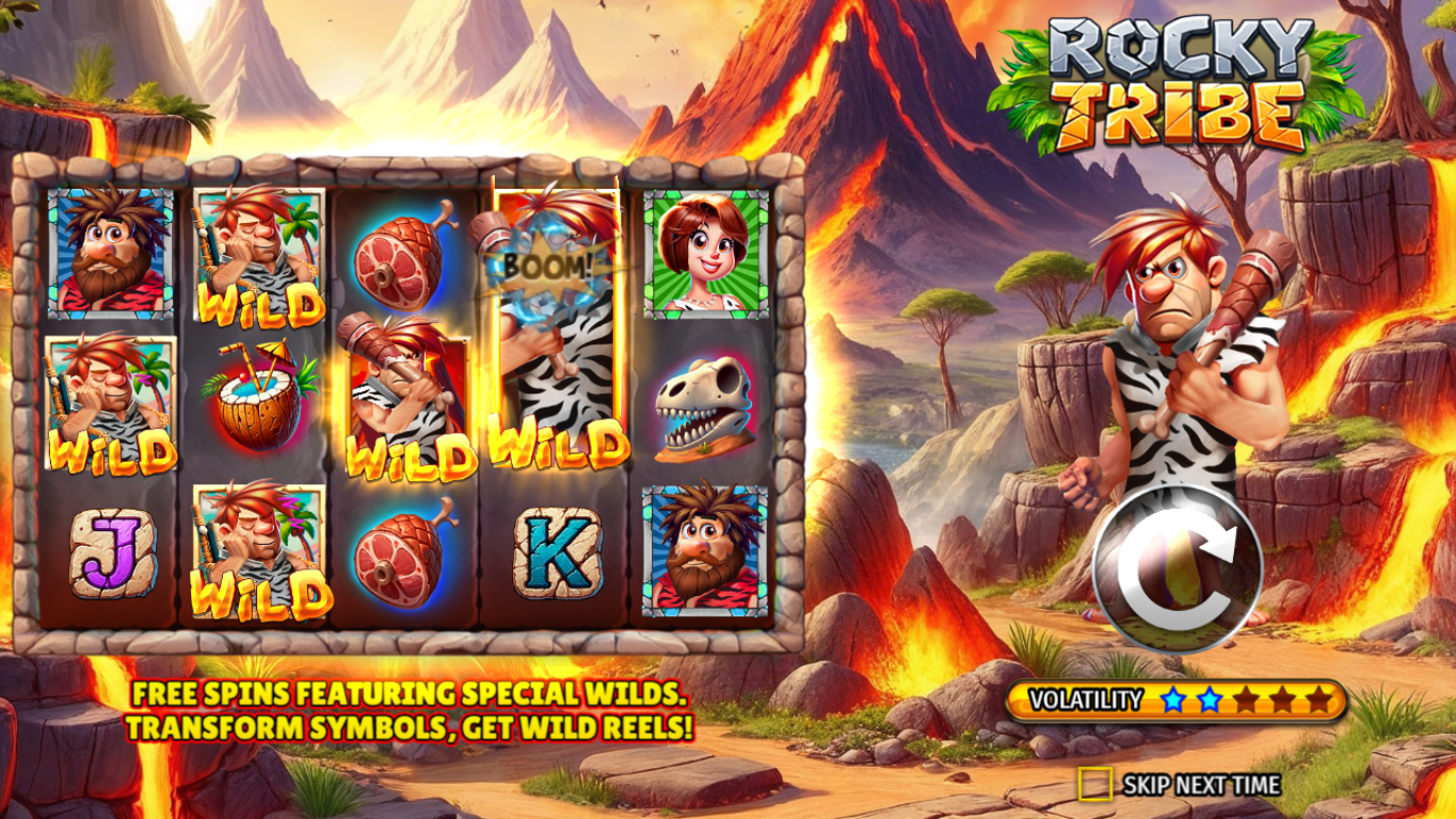 Rocky Tribe slot gameplay screenshot from Octavian Gaming demo