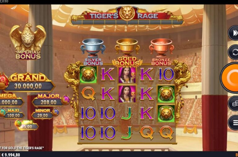 Rome Fight For Gold The Tiger's Rage online slot gameplay screenshot