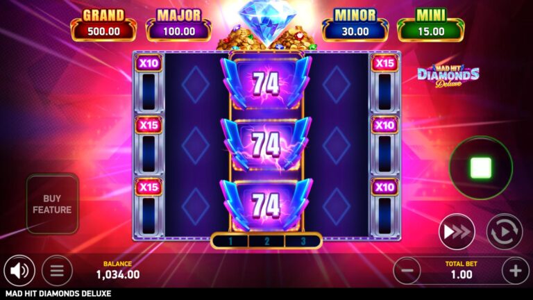 Mad Hit Diamonds Deluxe Online Video Slot gameplay screenshot
