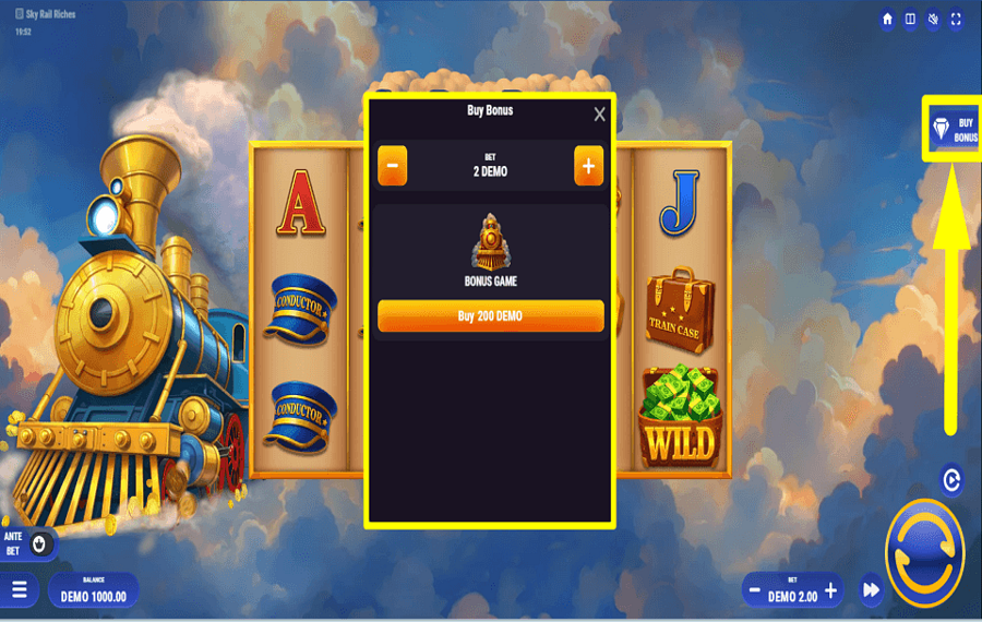 Sky Rail Riches BarBaraBang slot gameplay screenshot