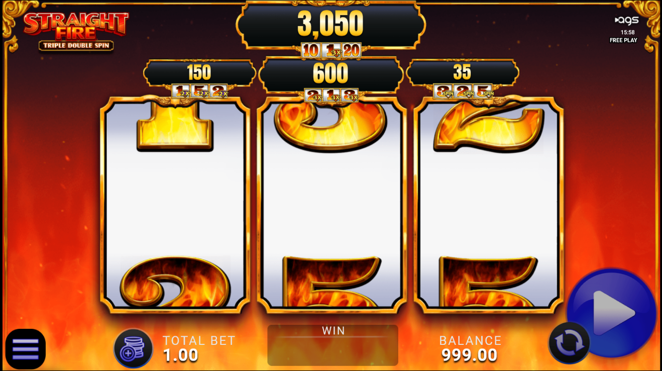 Straight Fire Triple Double Spin slot gameplay screenshot