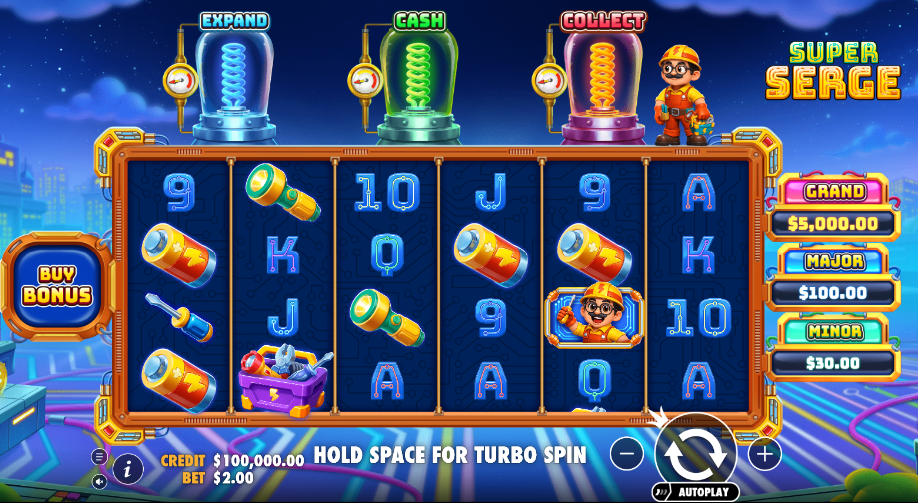 Super Serge Online Video Slot gameplay screenshot