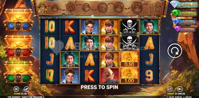 The Goonies Quest For Treasure 3 Online Video Slot gameplay screenshot