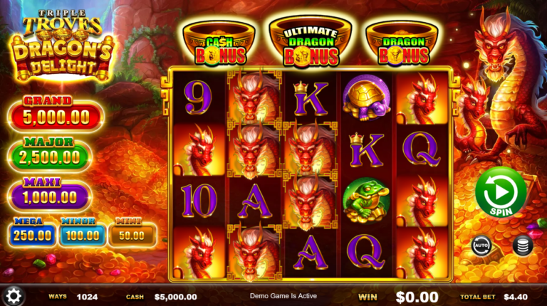 Triple Troves Dragon's Delight Ainsworth slot gameplay screenshot
