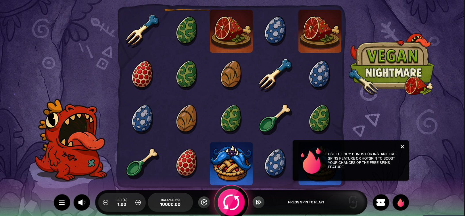 Vegan Nightmare slot gameplay screenshot