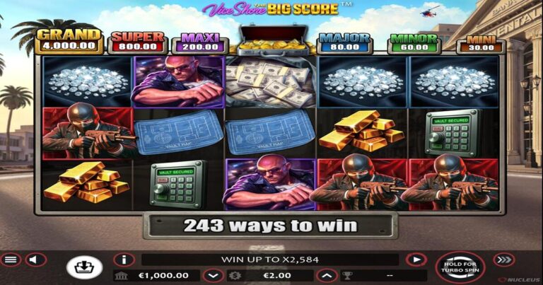 Vice Shore The Big Score Nucleus Gaming slot gameplay screenshot