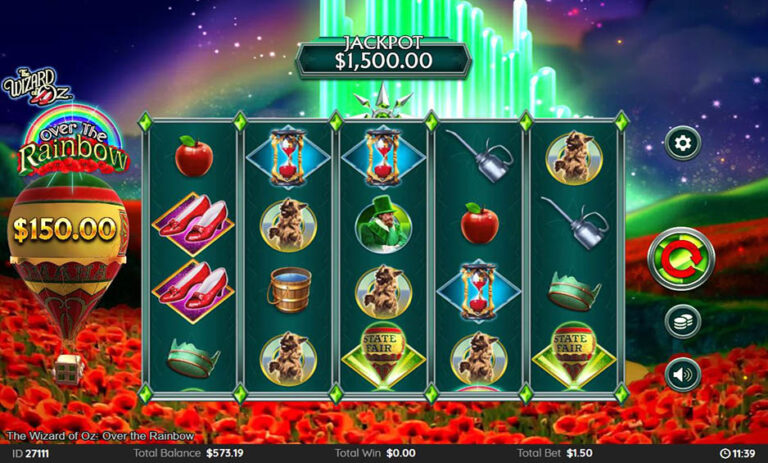 The Wizard of Oz Over the Rainbow slot gameplay screenshot