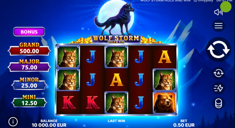 Wolf Storm Hold & Win slot gameplay screenshot