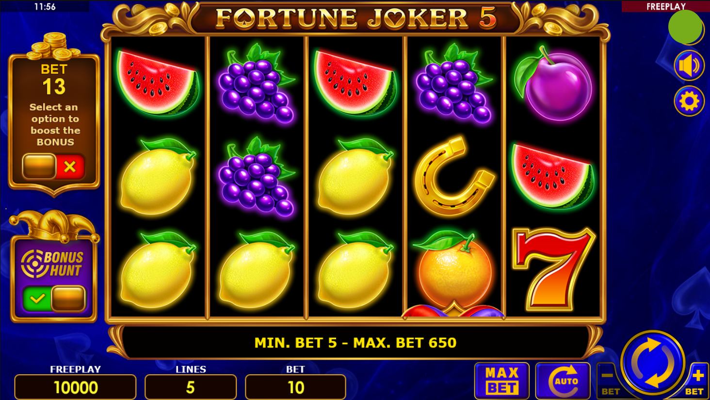Fortune Joker 5 slot gameplay screenshot