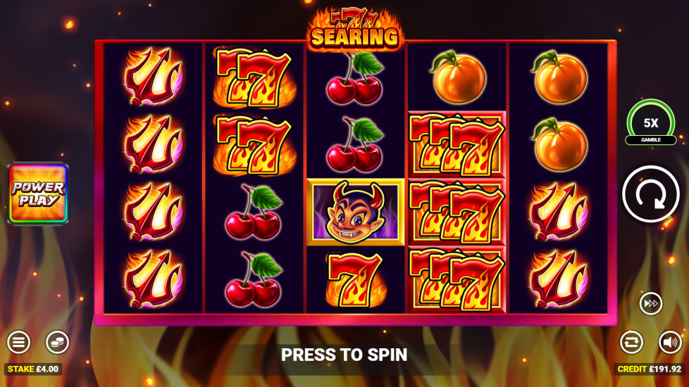 Searing 7s five-reel four-row fruit and flaming seven symbols