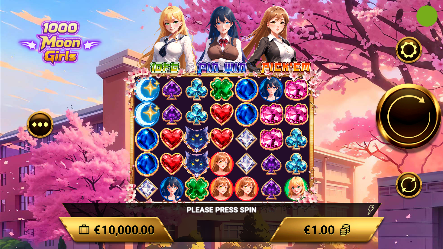 1000 Moon Girls slot gameplay screenshot