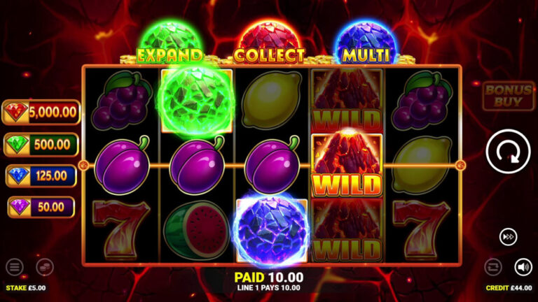 Triple Power Cash Strike fruit reels beneath Expand Collect and Multi pots