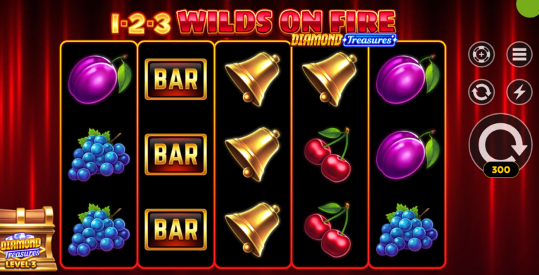 1-2-3 Wilds on Fire Diamond Treasures slot gameplay screenshot
