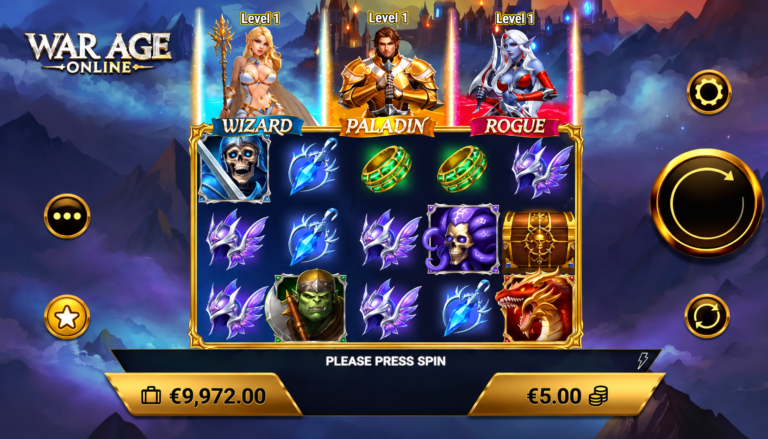 WarAge Online slot gameplay screenshot