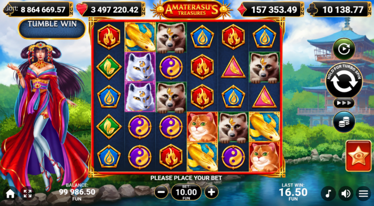 Amaterasu's Treasures slot gameplay screenshot