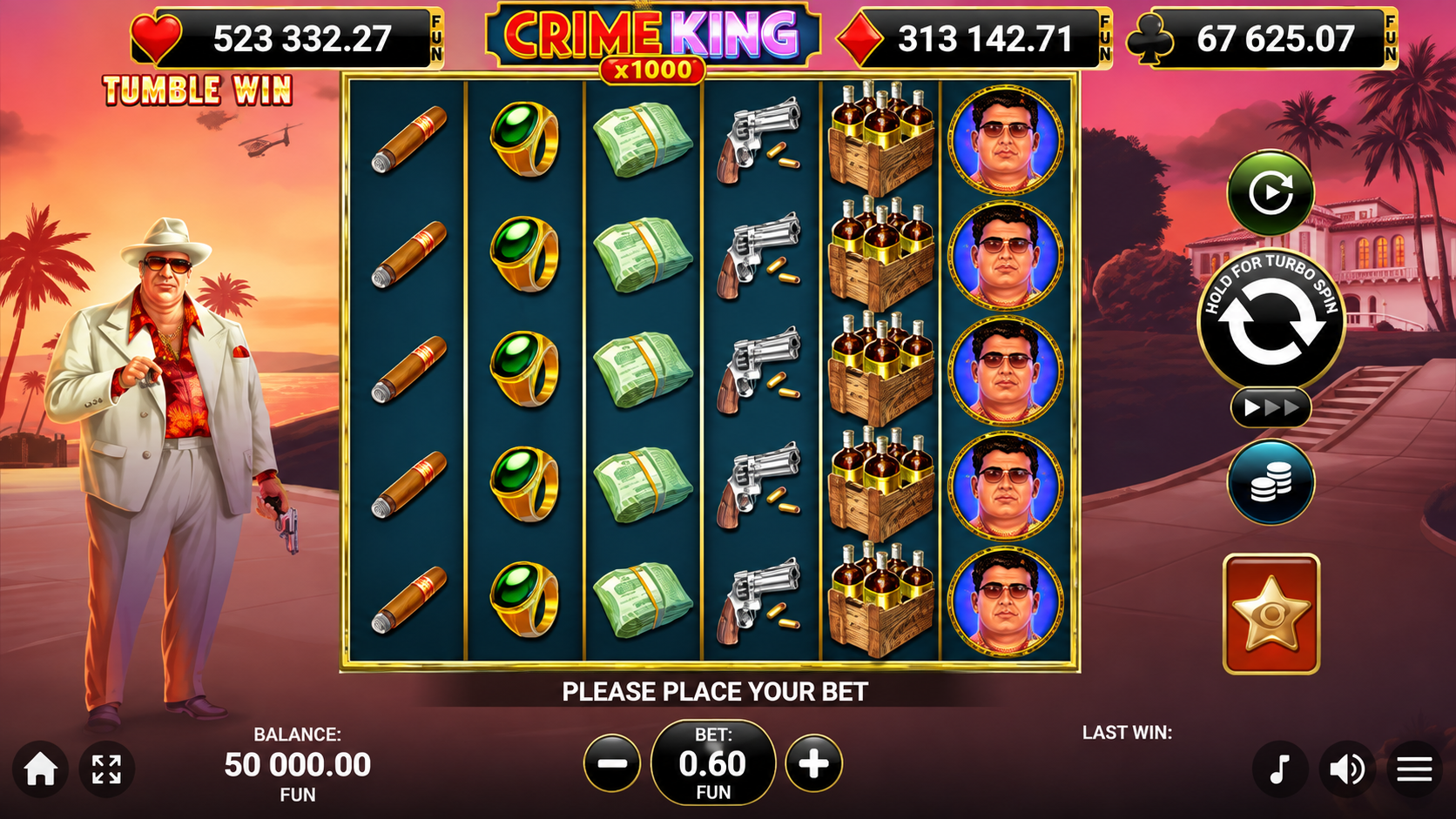 Crime King slot gameplay screenshot