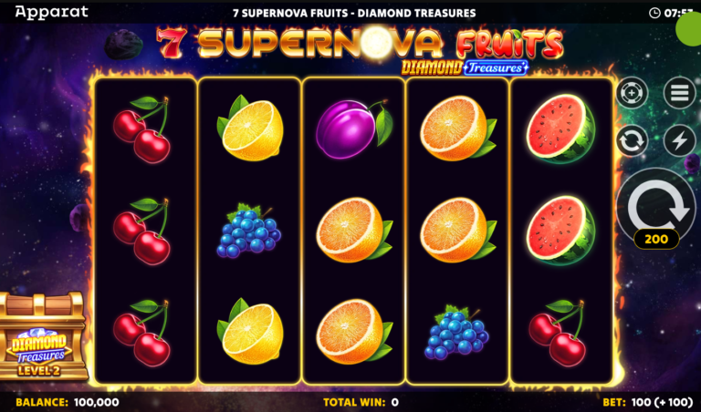 7 Supernova Fruits Diamond Treasures slot gameplay screenshot