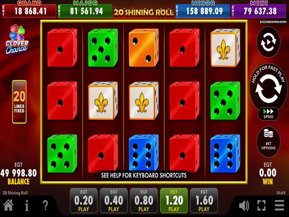 20 Shining Roll online slot gameplay screenshot