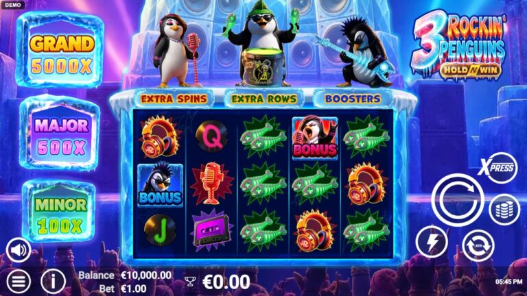 3 Rockin Penguins online slot gameplay screenshot