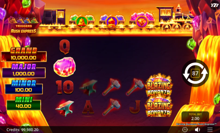 Blazing Bonanza Rush Express slot gameplay screenshot