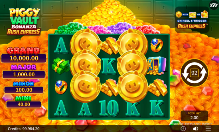 Piggy Vault Bonanza Rush Express slot gameplay screenshot