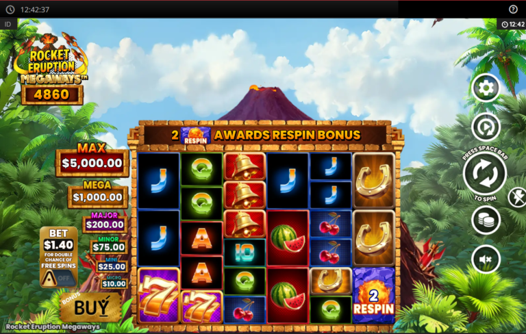 Rocket Eruption Megaways slot gameplay screenshot