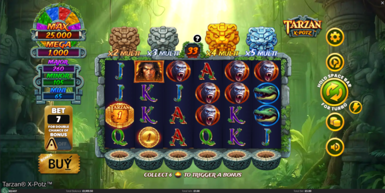 Tarzan X-Potz slot gameplay screenshot