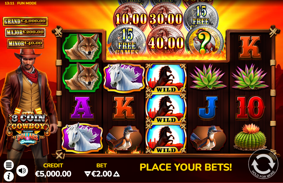 3 Coin Cowboy Dollars & Dreams slot gameplay screenshot